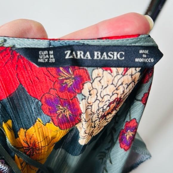 Zara Green Floral Satin Shorts Jumpsuit - Picture 4 of 11